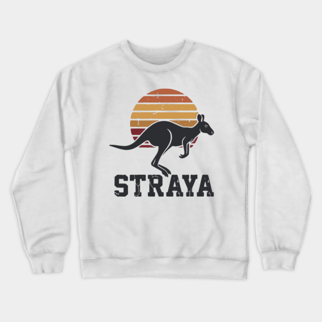 Straya Vintage Kangaroo Sunset, Retro Aussie Pride Crewneck Sweatshirt by Pixel Threads 