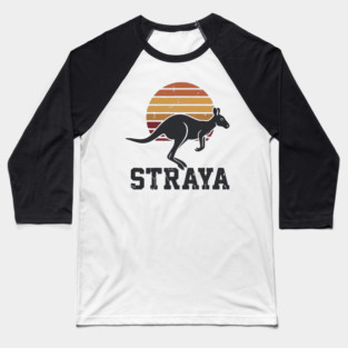 Straya Vintage Kangaroo Sunset, Retro Aussie Pride Baseball T-Shirt