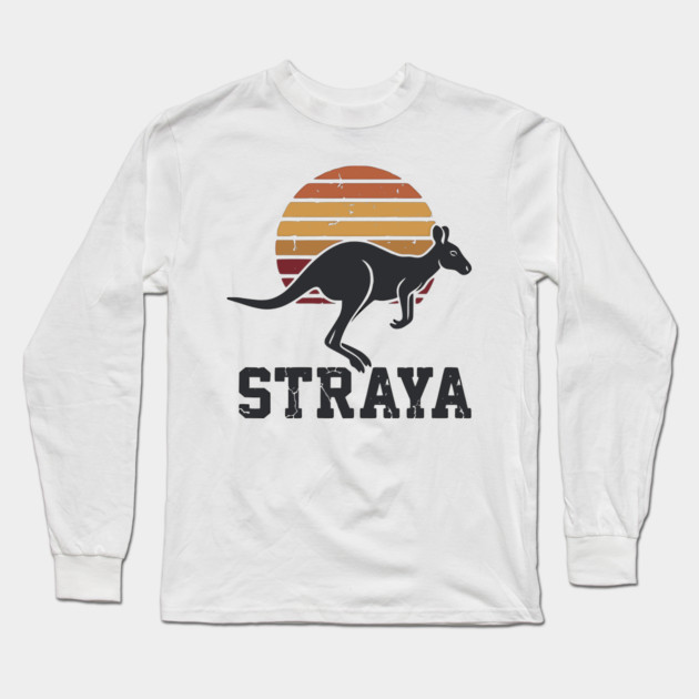 Straya Vintage Kangaroo Sunset, Retro Aussie Pride Long Sleeve T-Shirt by Pixel Threads 