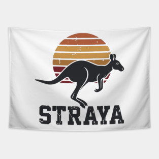 Straya Vintage Kangaroo Sunset, Retro Aussie Pride Tapestry