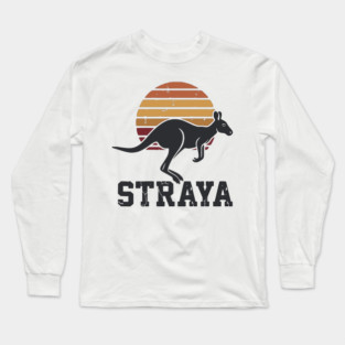 Straya Vintage Kangaroo Sunset, Retro Aussie Pride Long Sleeve T-Shirt