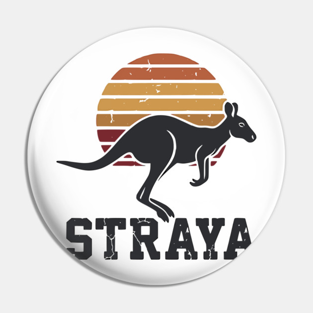 Straya Vintage Kangaroo Sunset, Retro Aussie Pride Pin by Pixel Threads 