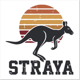 Straya Vintage Kangaroo Sunset, Retro Aussie Pride Posters and Art
