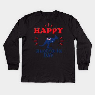 Australia Day 2026, Official Kangaroo Flag Kids Long Sleeve T-Shirt