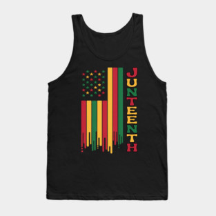 Red Yellow Green Tie Dye American Flag Juneteenth 1865 Women Kids Men Tank Top