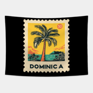 Dominica Vintage Retro Tropical Nature Stamp Tapestry