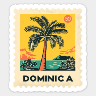 Dominica Vintage Retro Tropical Nature Stamp Sticker