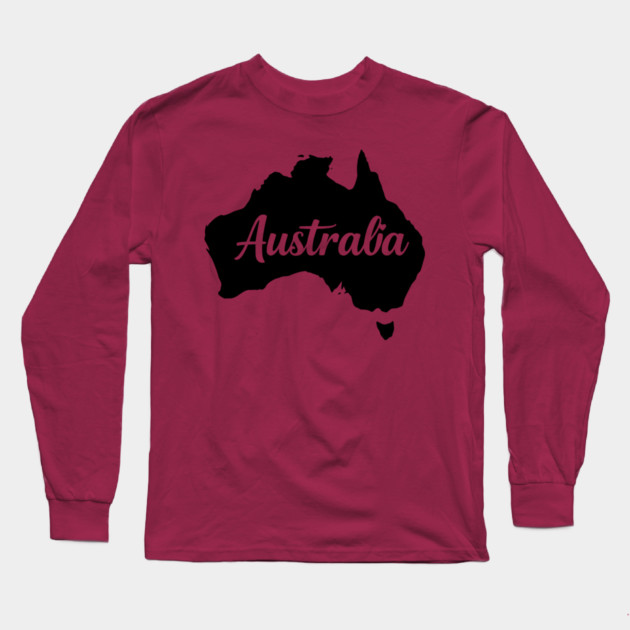 Australia Map Silhouette: Aussie Pride Souvenir Long Sleeve T-Shirt by Pixel Threads 