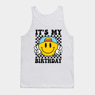 Groovy It's My Birthday Women Teens Boys Girls Smile Face Tank Top