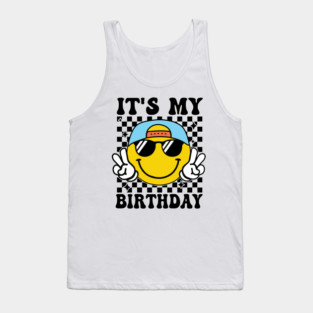Groovy It's My Birthday Women Teens Boys Girls Smile Face Tank Top