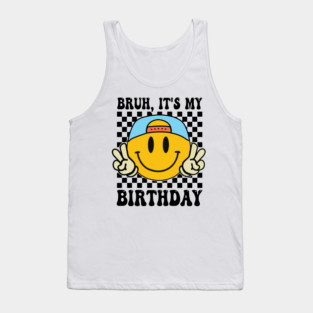 Groovy It's My Birthday Women Teens Boys Girls Smile Face Tank Top