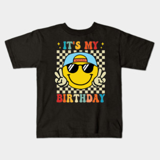Groovy It's My Birthday Women Teens Boys Girls Smile Face Kids T-Shirt