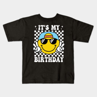 Groovy It's My Birthday Women Teens Boys Girls Smile Face Kids T-Shirt