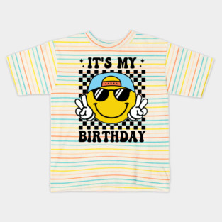 Groovy It's My Birthday Women Teens Boys Girls Smile Face Kids T-Shirt