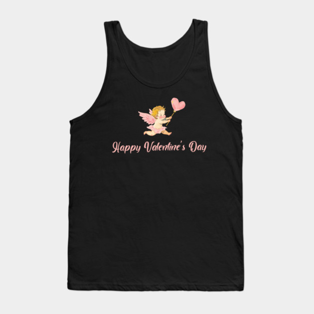 Watercolor Cupid, Romantic Valentine Day 2026 Gift Tank Top by Pixel Threads 