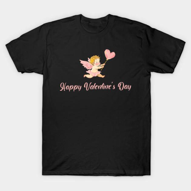 Watercolor Cupid, Romantic Valentine Day 2026 Gift T-Shirt by Pixel Threads 