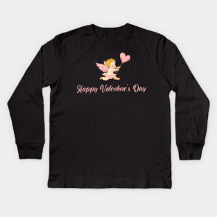 Watercolor Cupid, Romantic Valentine Day 2026 Gift Kids Long Sleeve T-Shirt