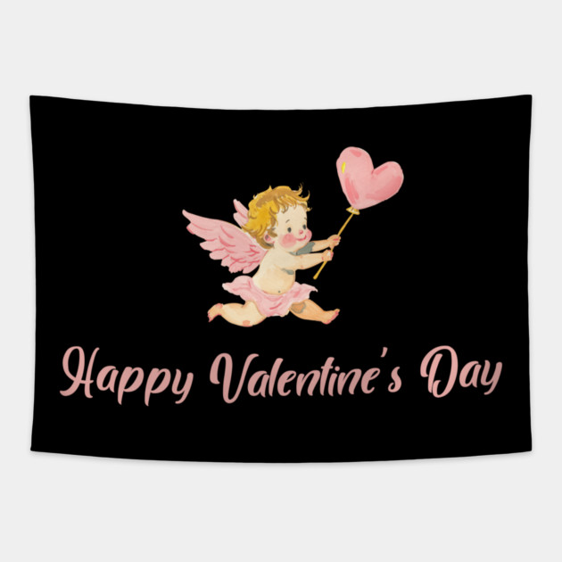 Watercolor Cupid, Romantic Valentine Day 2026 Gift Tapestry by Pixel Threads 