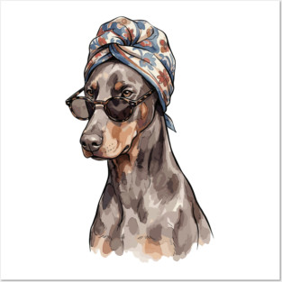 Mob Wife Aesthetic: Silk Scarf Doberman Posters and Art