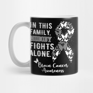 In This Family Nobody Fights Alone Brain Cancer Awareness Mug