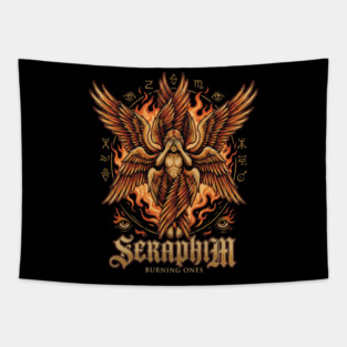 Seraphim Burning Ones Celestial Angel Mystic Wings Tapestry