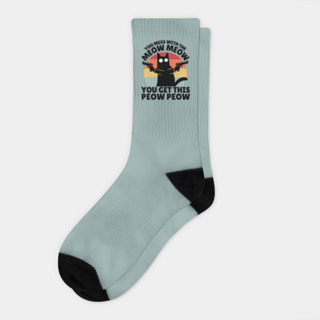 Black Cat Meow Peow Socks by The WYLD Tribe