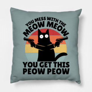 Black Cat Meow Peow Pillow