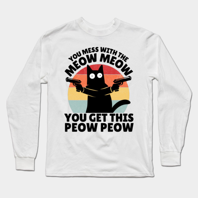Black Cat Meow Peow Long Sleeve T-Shirt by The WYLD Tribe