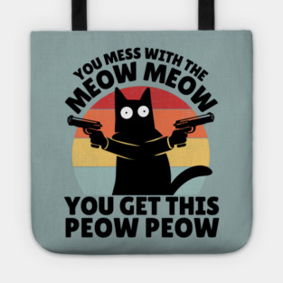Black Cat Meow Peow Tote