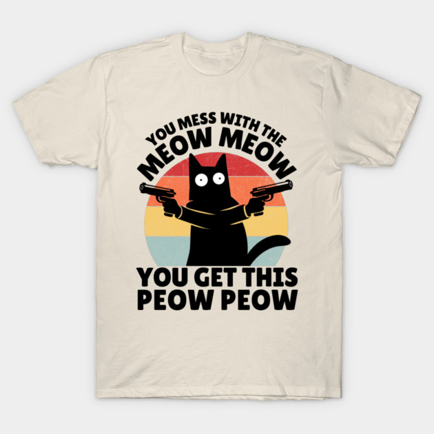 Black Cat Meow Peow T-Shirt by The WYLD Tribe