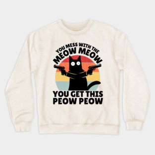 Black Cat Meow Peow Crewneck Sweatshirt