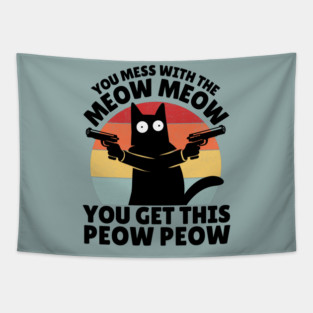 Black Cat Meow Peow Tapestry