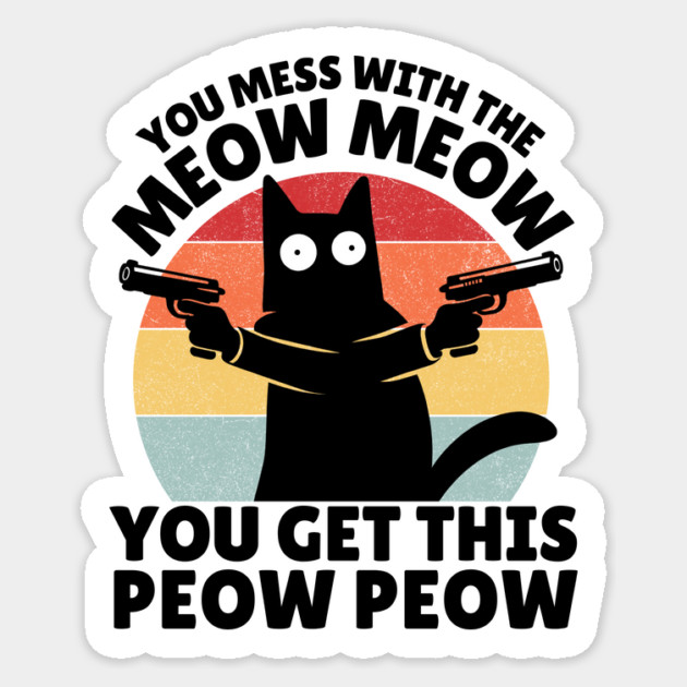 Black Cat Meow Peow Sticker by The WYLD Tribe