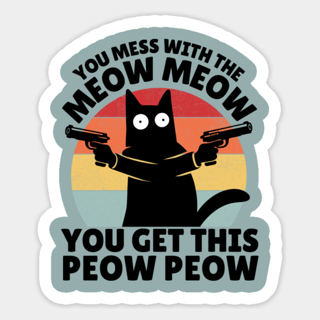 Black Cat Meow Peow Magnet by The WYLD Tribe