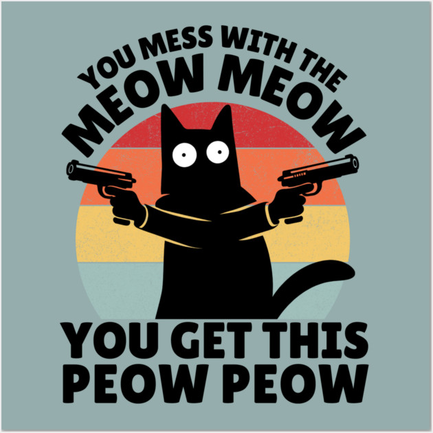 Black Cat Meow Peow Wall Art by The WYLD Tribe