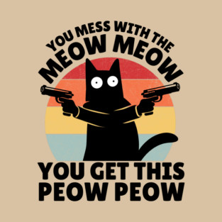 Black Cat Meow Peow T-Shirt
