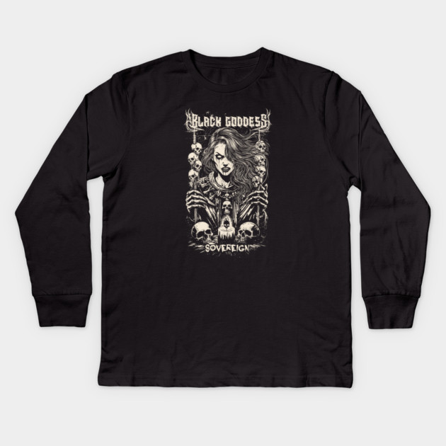 BLACK GODDESS Kids Long Sleeve T-Shirt by artslaves