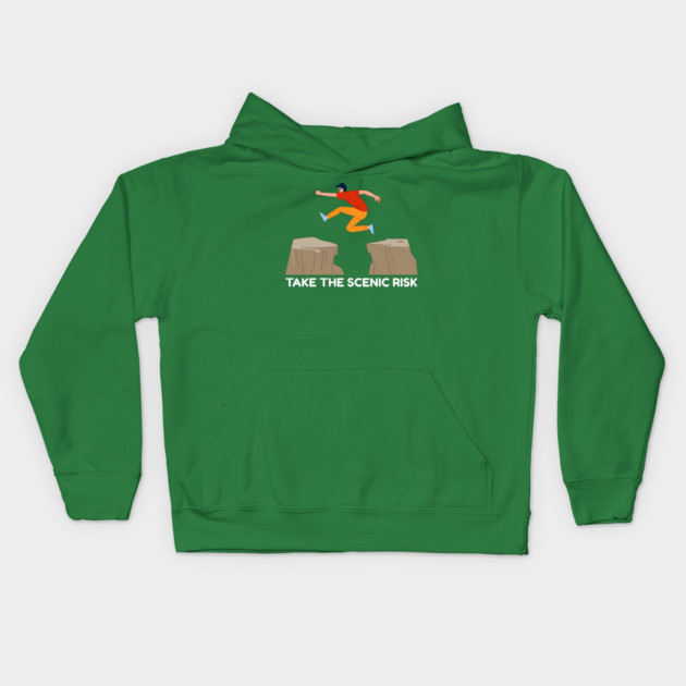 Take the Scenic Risk Adventure Leap Kids Hoodie by Creatifly Graphic Tees