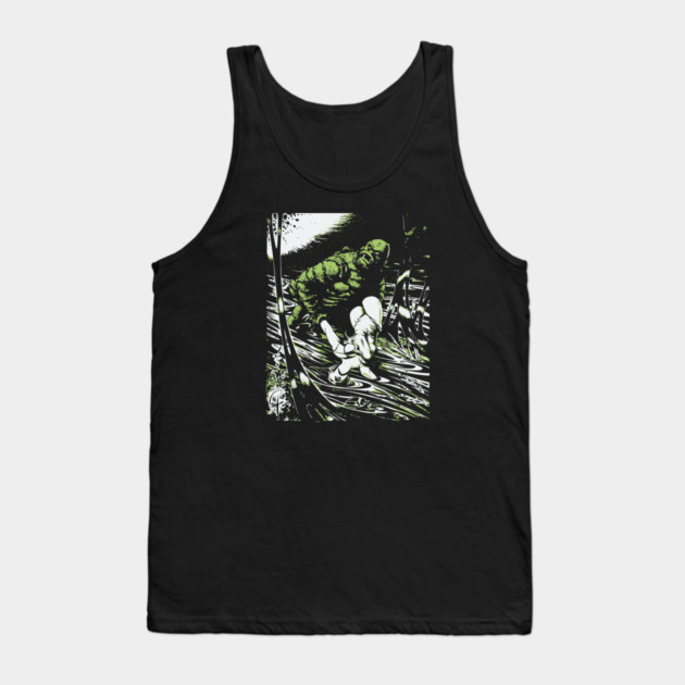 Creature from the Black Lagoon with Girl Comic Book Design Tank Top by Joaddo