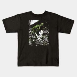 Creature from the Black Lagoon with Girl Comic Book Design Kids T-Shirt
