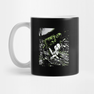 Creature from the Black Lagoon with Girl Comic Book Design Mug