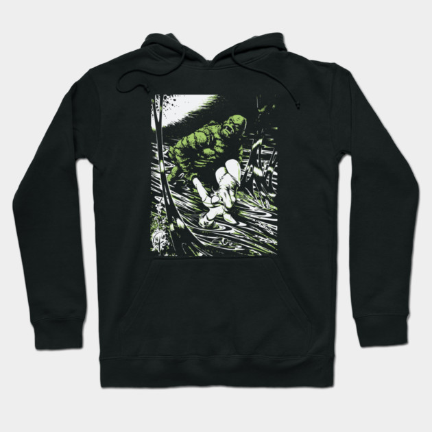 Creature from the Black Lagoon with Girl Comic Book Design Hoodie by Joaddo