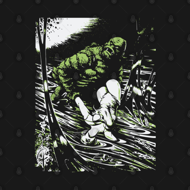 Creature from the Black Lagoon with Girl Comic Book Design by Joaddo