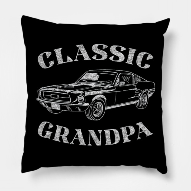 Funny Grandpa Classic Car Pillow by yangho