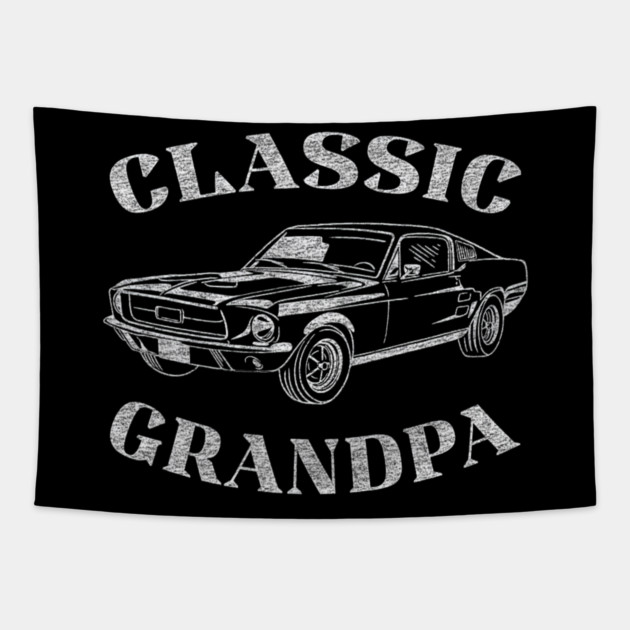 Funny Grandpa Classic Car Tapestry by yangho