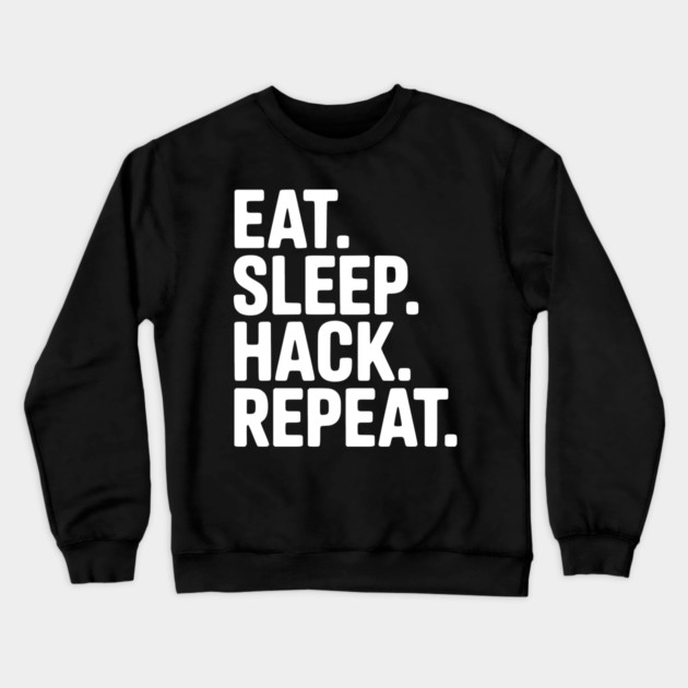 Eat. Sleep. Hack. Repeat. Crewneck Sweatshirt by Frank Ring