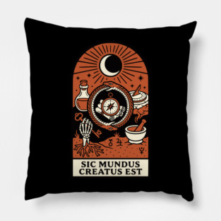 Occult Compass – “Sic Mundus Creatus Est” Latin Magic Art Pillow