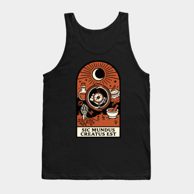 Occult Compass – “Sic Mundus Creatus Est” Latin Magic Art Tank Top by Designed By Marty