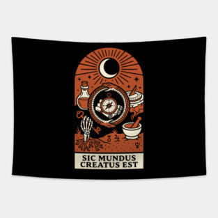 Occult Compass – “Sic Mundus Creatus Est” Latin Magic Art Tapestry