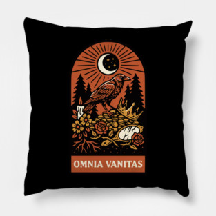 Crowned Crow – “Omnia Vanitas” Gothic Vanitas Art Pillow